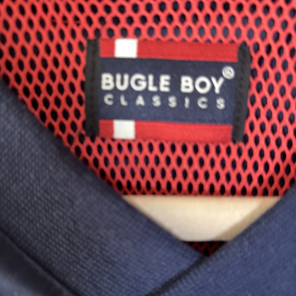 Vintage Bugle Boy Windbreaker Pullover Mens Sz M Blue Crest Logo Pockets 90s - Picture 4 of 8
